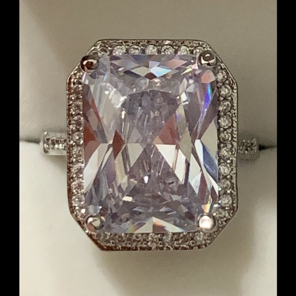 NEW 💕Fun Sapphire Bling Ring Emerald Cut Sapphire - Picture 2 of 8